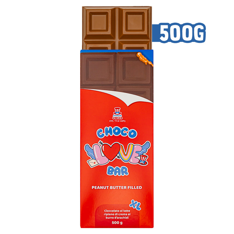 XL Peanut Butter filled Choco Love Bar, chocolat au lait fourré à la crème de beurre de cacahuètes de 500g