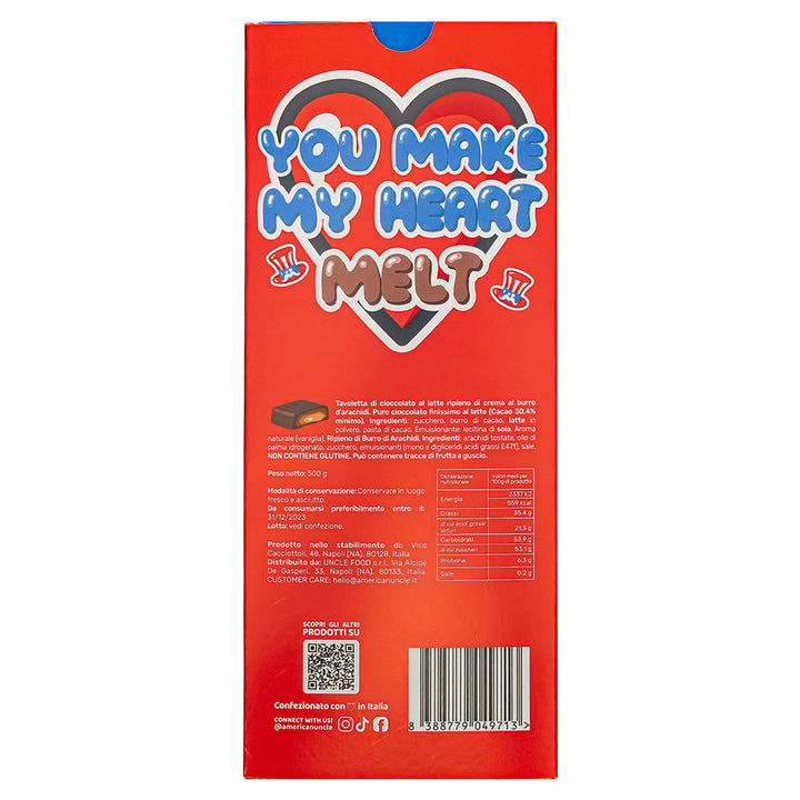 Barre XL Choco Love remplie de beurre d'arachide, chocolat au lait fourré de crème au beurre d'arachide de 500g 