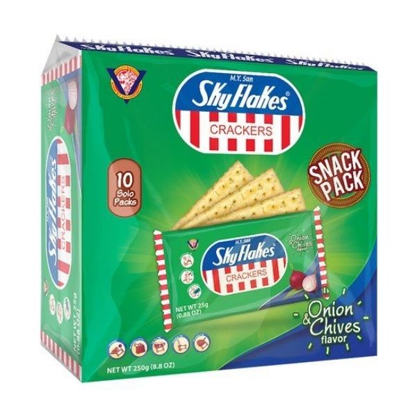 Sky Flakes Cracker Saveur Oignon & Ciboulette, crackers à l'oignon et à la ciboulette de 250g 