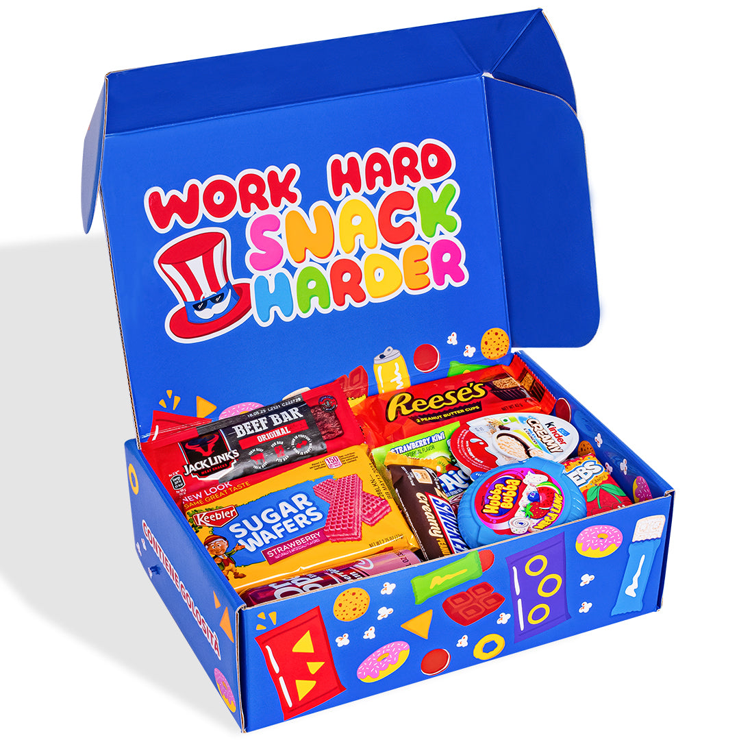 Snack box “Cool to be Happy”, boîte surprise de 20 snack douceurs, salées et boissons 