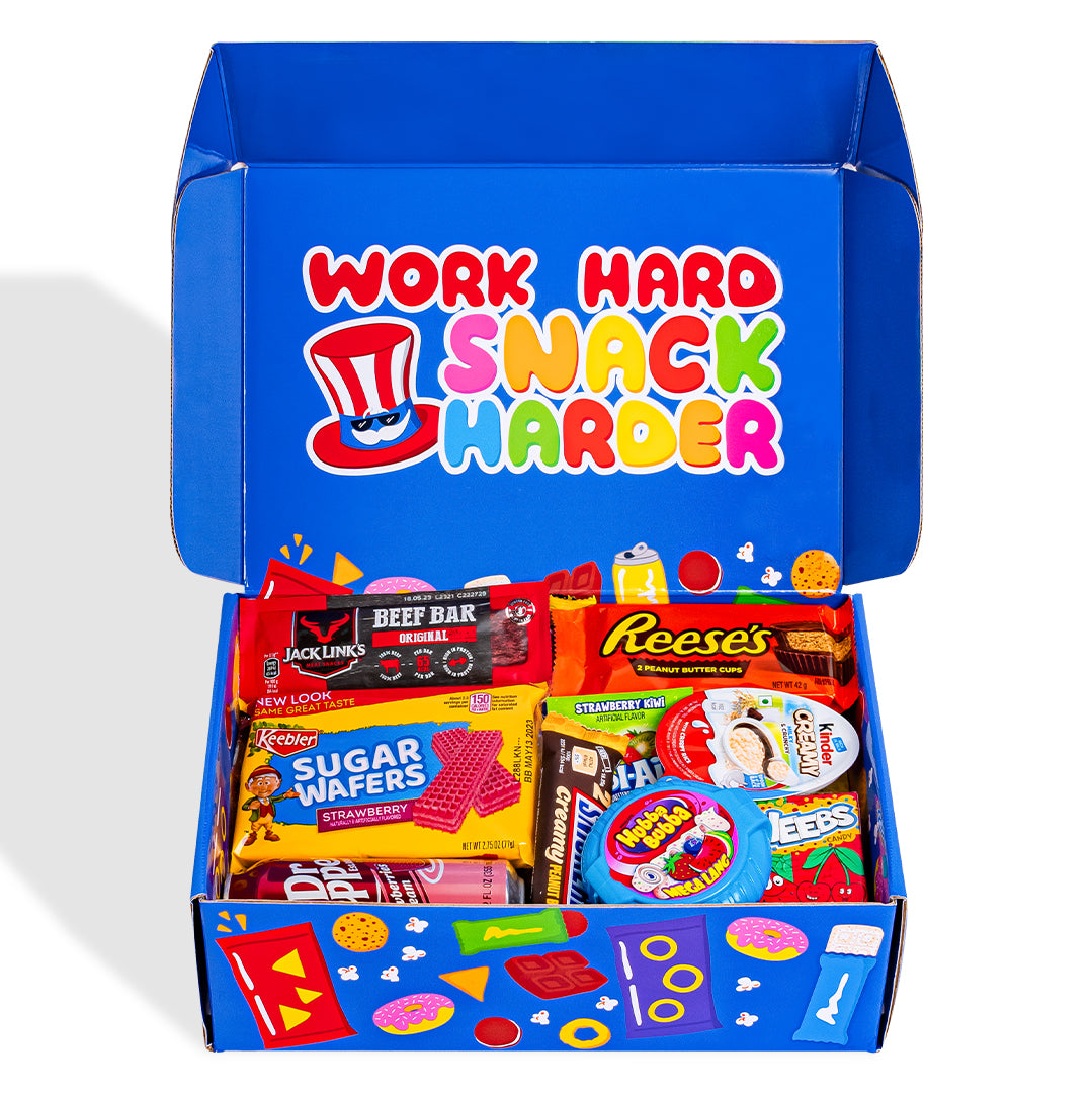 Snack box “Cool to be Happy”, boîte surprise de 20 snack douceurs, salées et boissons 