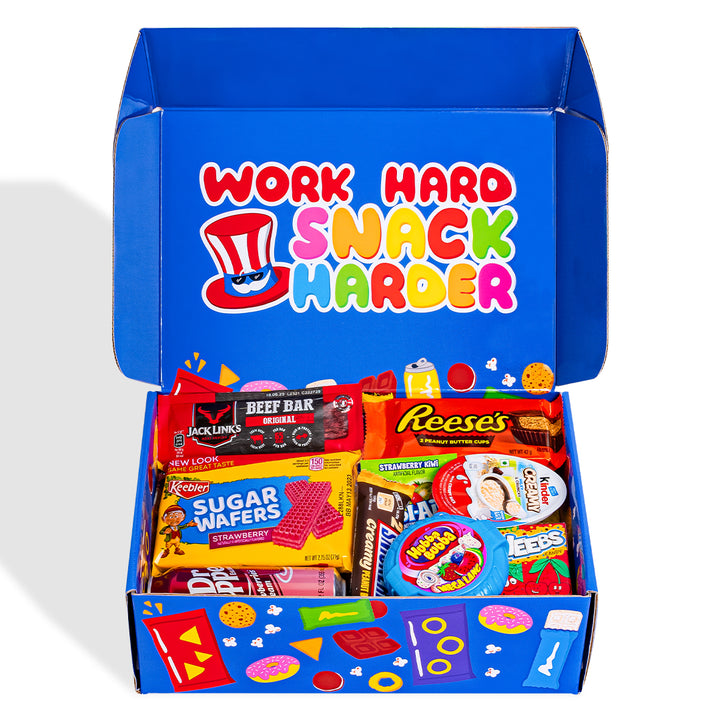 Snack box “Cool to be Happy”, boîte surprise de 20 snack douceurs, salées et boissons 