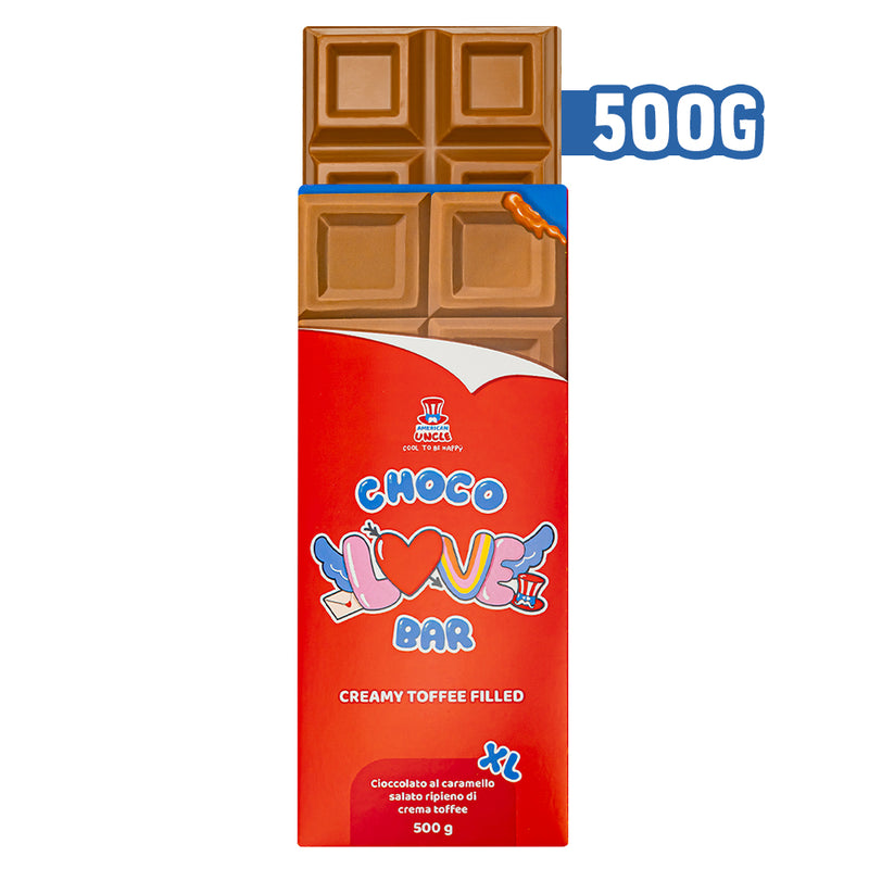 XL Creamy Toffee filled Choco Love Bar, chocolat au caramel fourré à la crème toffee de 500g