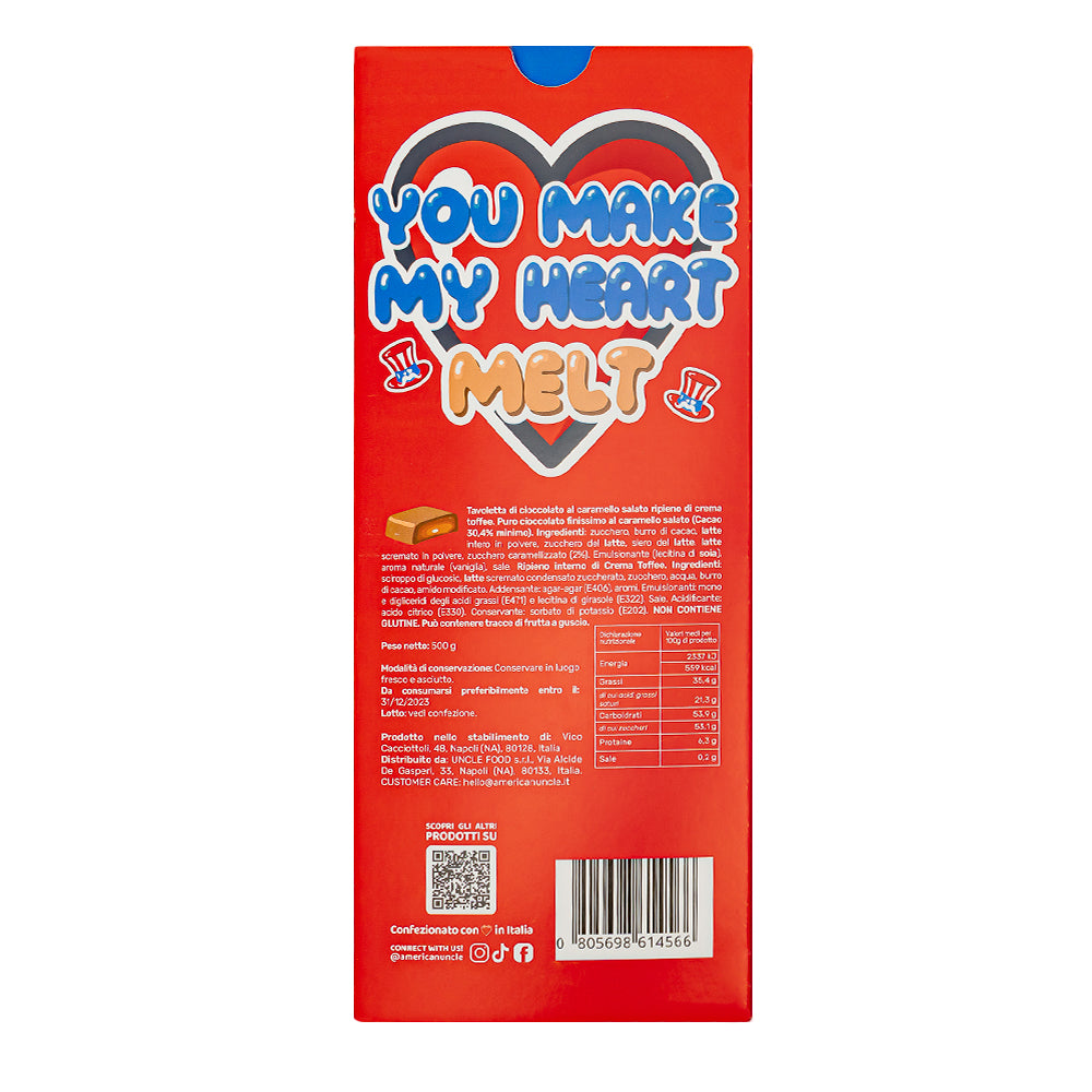 XL Barre de Choco Love remplie de Toffee crémeux, chocolat au caramel rempli de crème toffee de 500g 