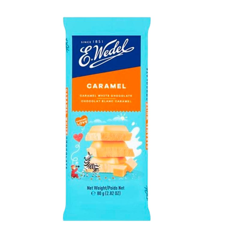 Wedel Choco Caramel, barre de chocolat blanc au caramel de 80g 