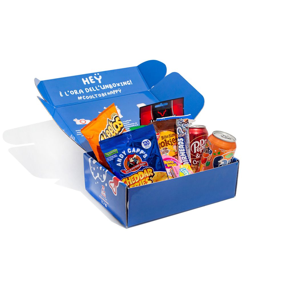 Americanbox d'au moins 20 produits : sucré, salé et boissons 