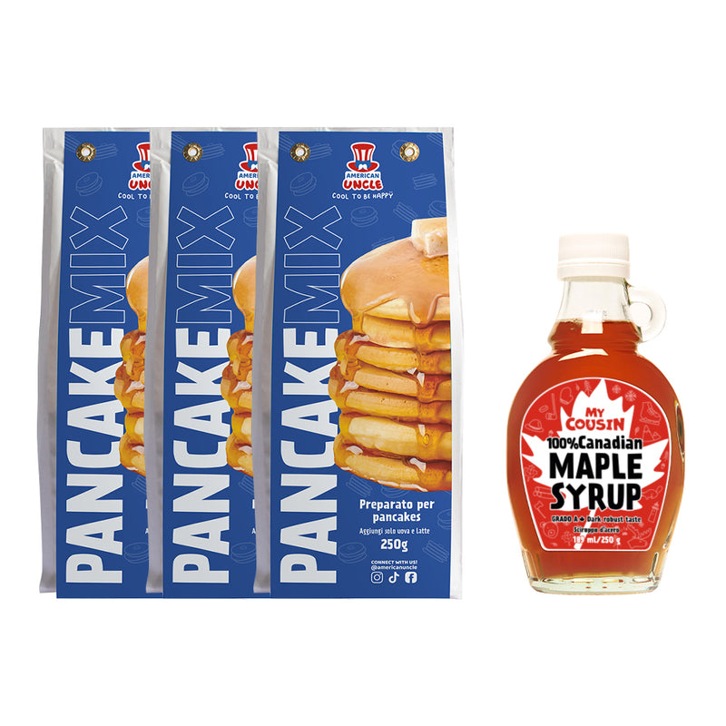 3x American Uncle Preparato per Pancakes + sirop d&