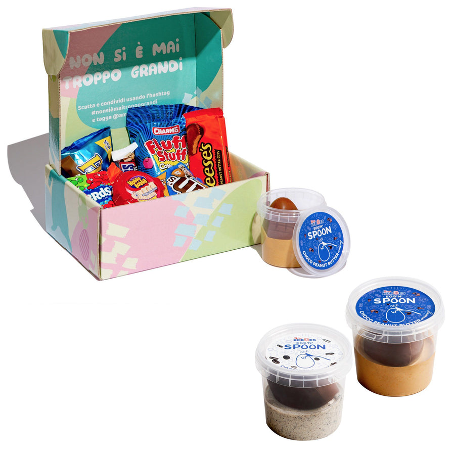 Easter Box + 2 New Heroes Egg'n'Spoon, scatola di Pasqua a sorpresa e due creme con ovetto
