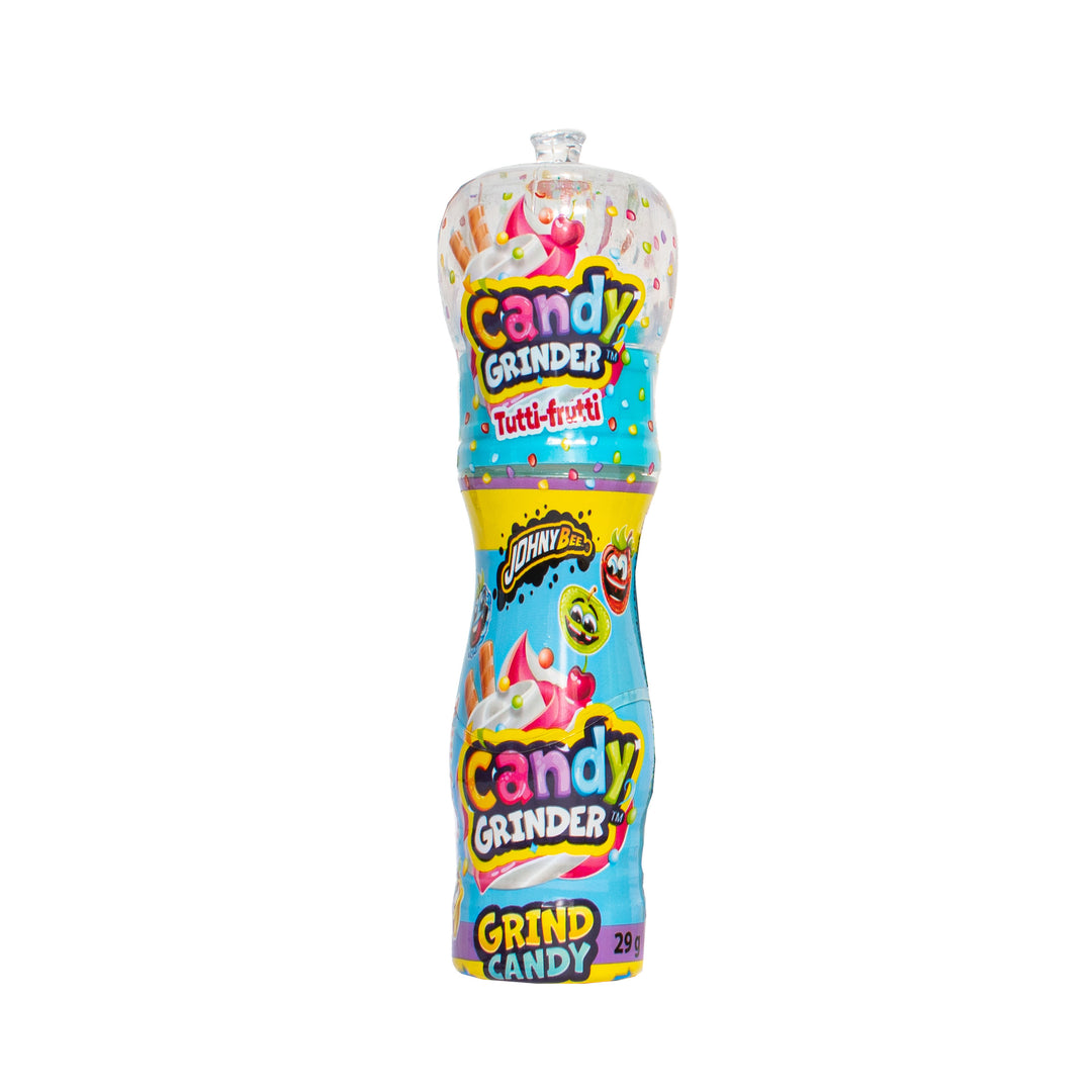 Johny Bee Candy Grinder Blue Raspberry, bonbons acidulés au goût de framboise bleue de 29g 