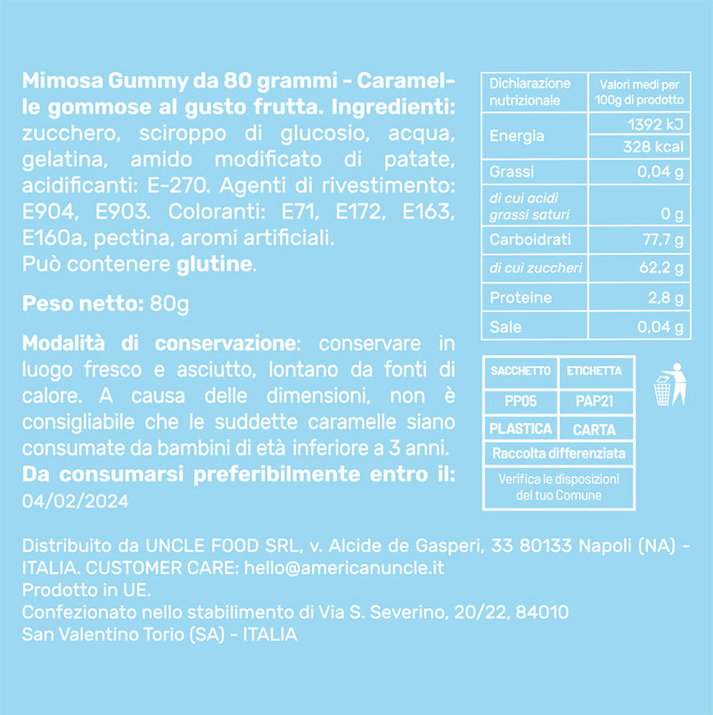 Mimosa Gummy, sachet de bonbons gommeux pour une super femme de 80 g