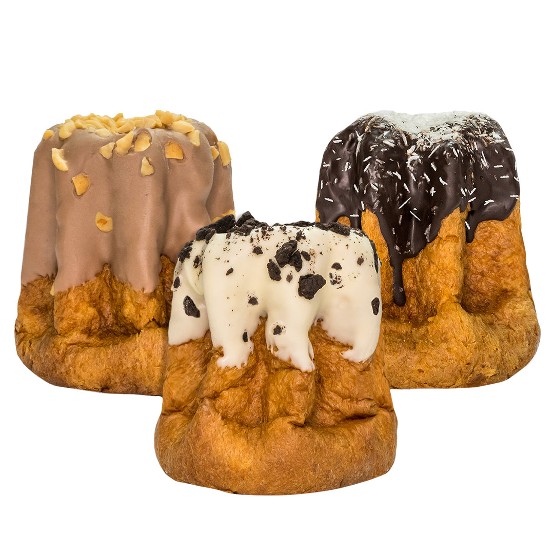 3 pandori artisanaux de 200g Dark Choco & Coconut + Salted Caramel & Choco Peanuts + Cookies & Cream 