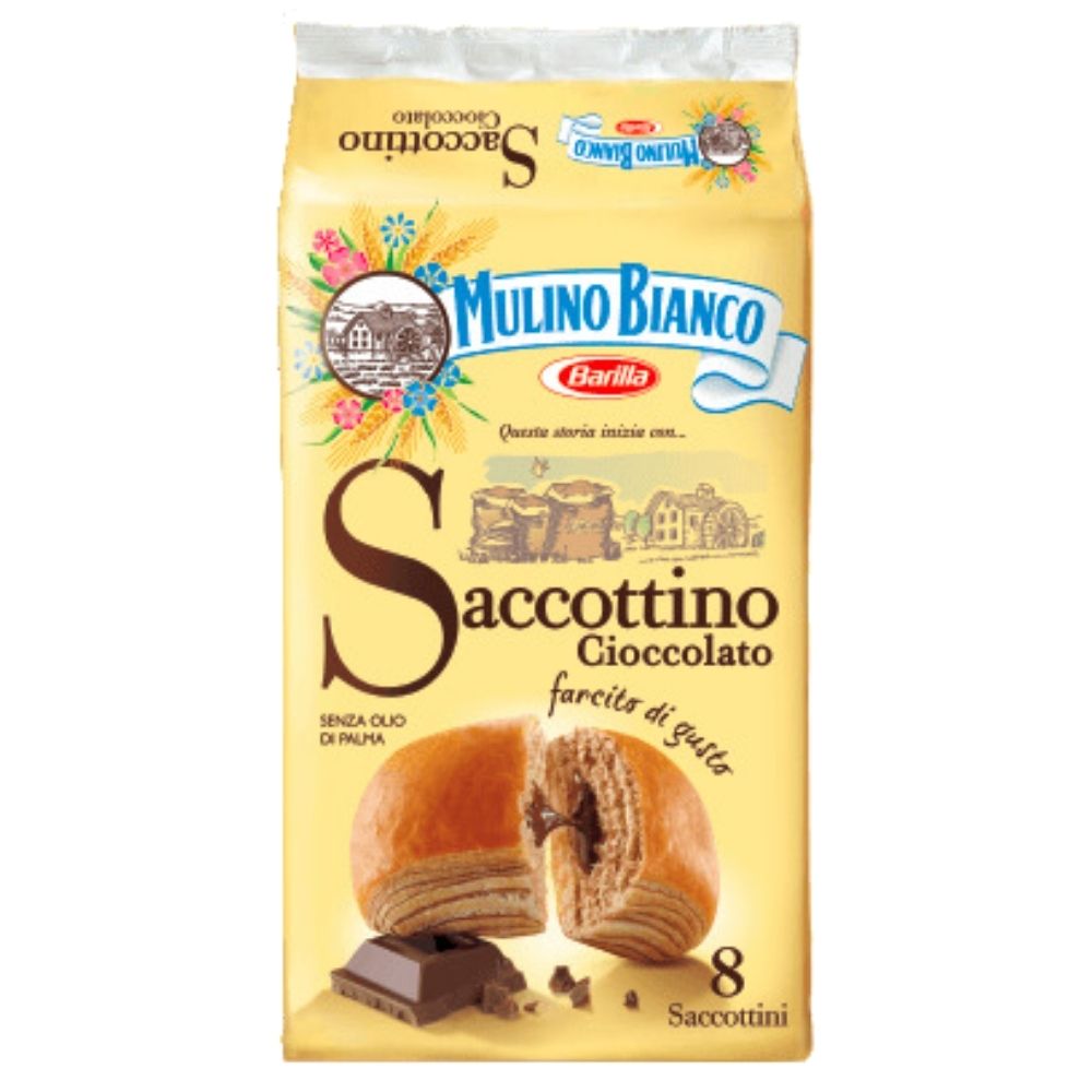 Saccottino au Chocolat Mulino Bianco, goûters avec crème au chocolat de 336g 