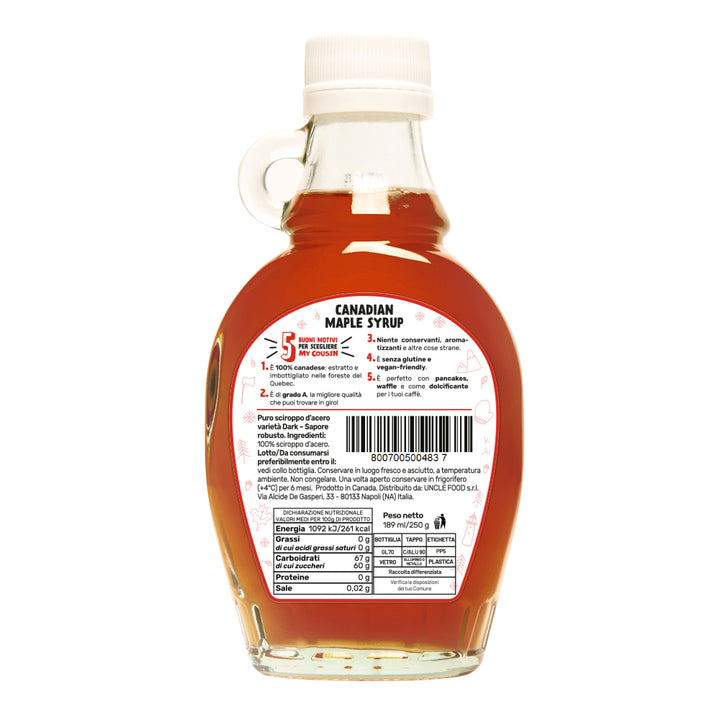 My Cousin, sirop d'érable grade A (goût robuste foncé) de 189ml 