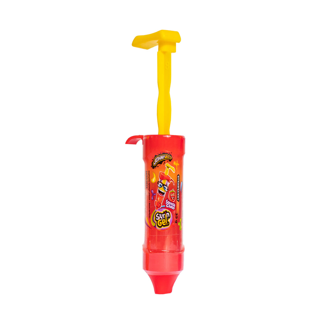Johny Bee Syring Gel Fraise, bonbon en gel au goût de fraise de 35g 