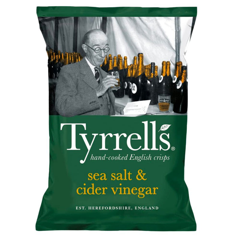 Confezione da 150g di patatine al sale e aceto Tyrrells Sea Salt & Vinegar